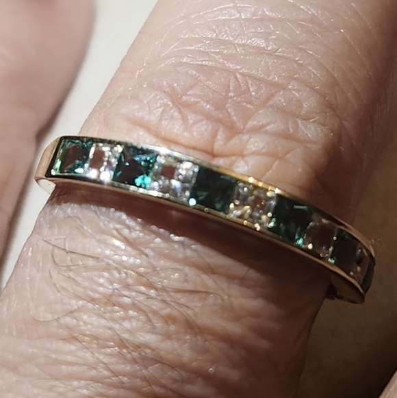 Elegant 14ktGold EMERALD + DIMONDS Stone Ring SIZE 10